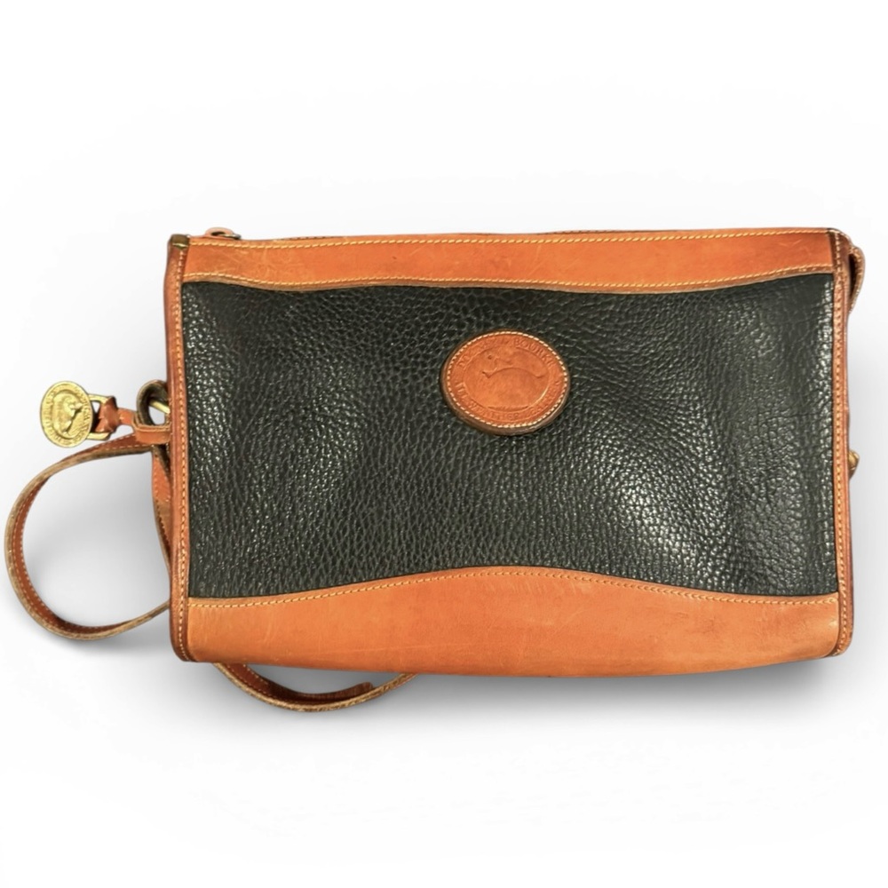 Vintage Dooney & Bourke Black and Tan All Weather Leather Handbag - Picture 3 of 10